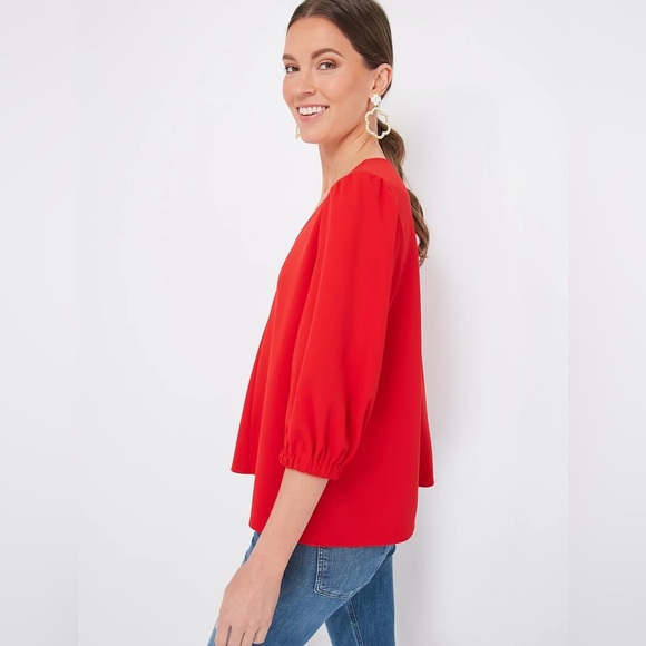 NWT Tuckernuck Pomander Place Red Hollis Top Blouse Pinkish Flowy Polyester New - Picture 2 of 13